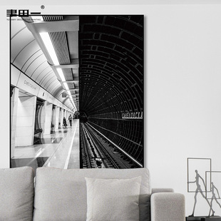 建筑美学现代极简壁画高档玄关设计装饰画个性艺术黑白高级感挂画