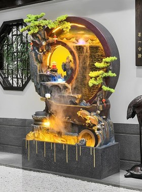水幕墙屏风假山喷泉流水墙摆件鱼缸中式客厅公司酒店玄关家居造景