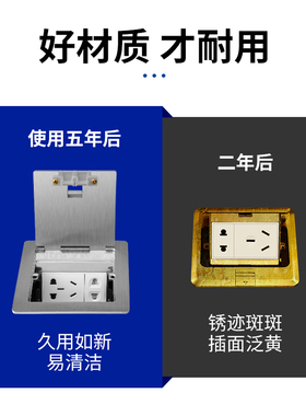 灰色地插座不锈钢地板插隐藏式防水地面插座电脑隐形网络纯平地插
