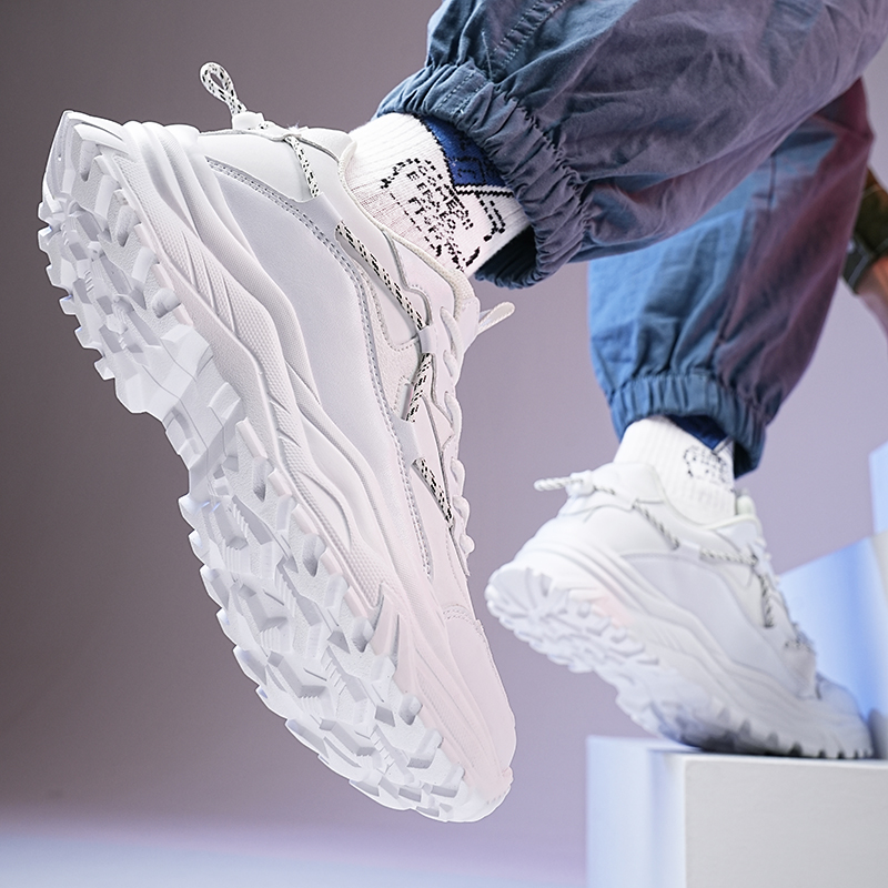 春夏鞋子男款皮面运动鞋男鞋老爹休闲白鞋韩版潮流百搭男士小白鞋