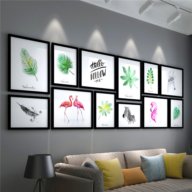 客厅挂画实木照片墙现代挂墙相框组合企业文化墙壁画框餐厅装饰画