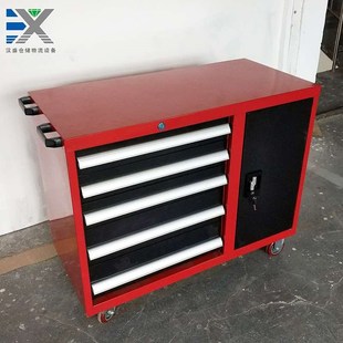 厂家供应带脚轮可移动红黑重型工具柜 重型五金零部件工具车柜