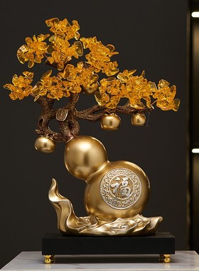 新中式发财树招财葫芦摆件五福临门家居办公室装饰品乔迁新居礼品