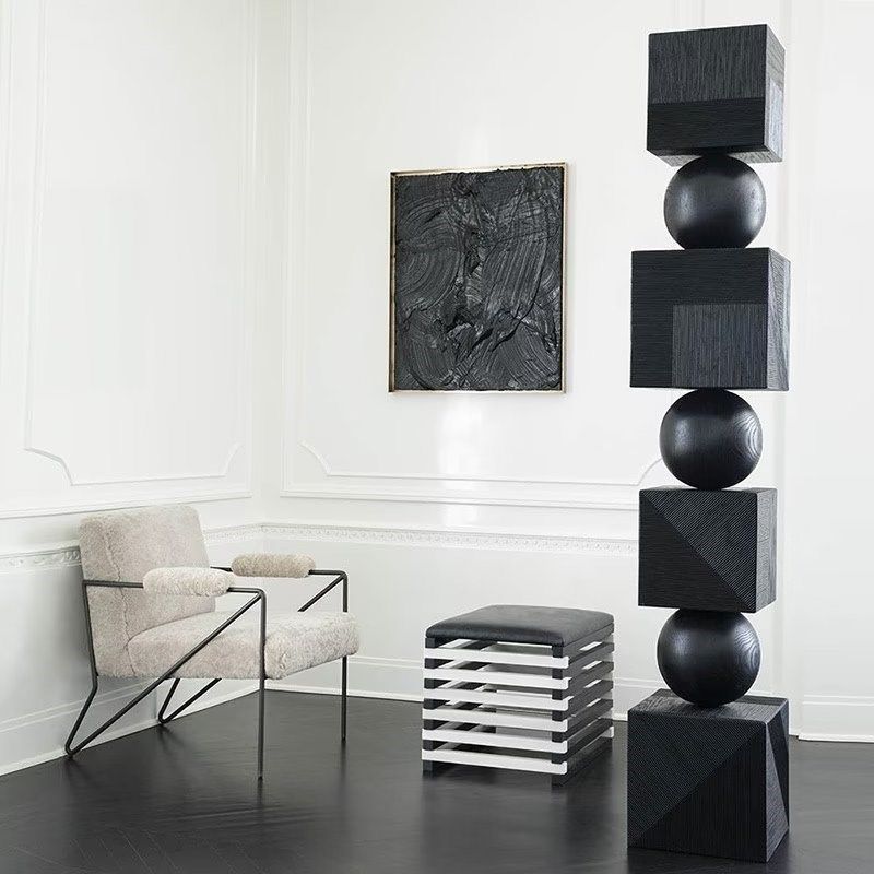《天圆地方》木质雕塑摆件商业美陈室内软装酒店设计