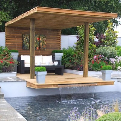 欧式造景不锈钢瀑布出水口庭院水景瀑布造景流水墙水帘叠水瀑布