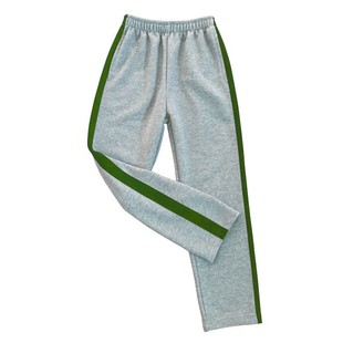 宽松长裤 绿色宽边条杠中小学直筒运动裤 灰色男女校服裤 学生裤