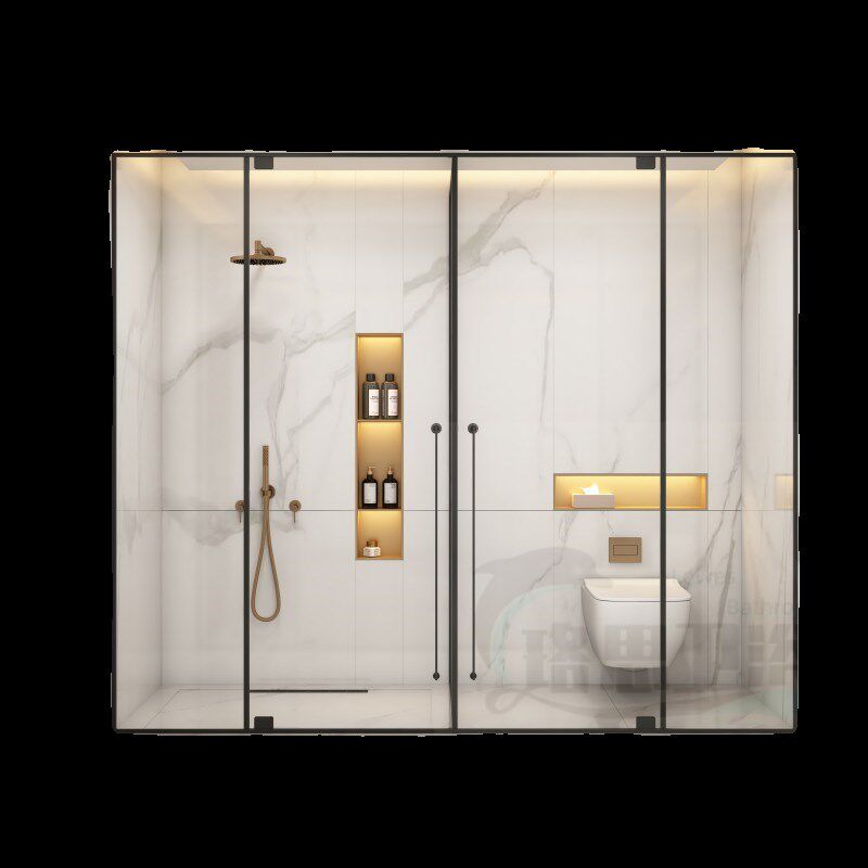 极简304不锈钢T型淋浴房隔断屏风别墅酒店卫生间浴室干湿三分离