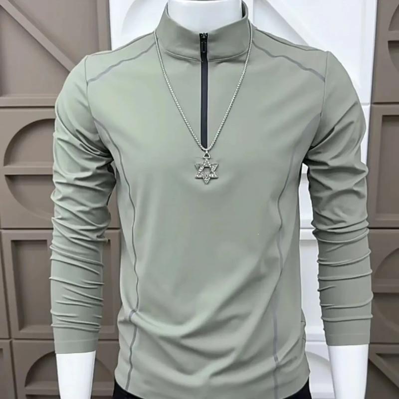 欧卡曼男装2025男士秋C冬季新款长袖拉链打f底衫时尚百搭上衣T恤