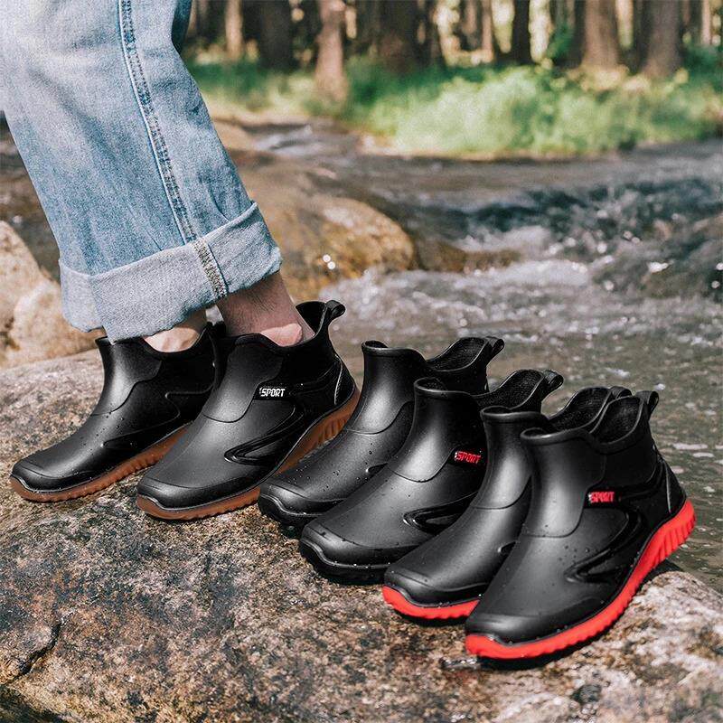 嘉珩策百货短筒防水雨鞋男款成人钓鱼劳保鞋工u地中筒防滑雨靴水