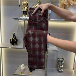 毛呢厚款 冬季 潮流D高品质时尚 休闲裤 巴堡罗男装 直筒格子裤 男士