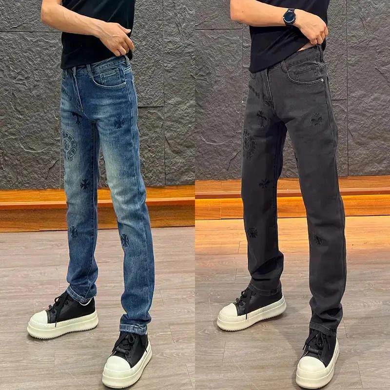 帅驰轻奢男装重工刺绣美式宽松秋冬新款男直筒牛仔裤时尚牛仔裤