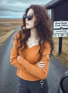 瑾轻奢冬韩里韩气穿搭轻奢高级感巨好看减龄小众不撞款红色针织衫