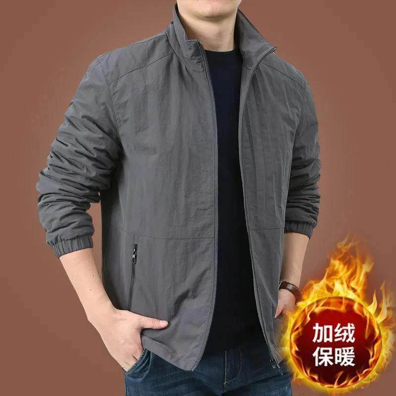 千兮男装品牌加绒可选轻冬休闲男士加绒外套户外宽松防水运动夹克