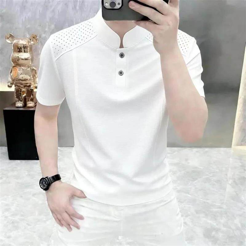 蕉幻伊明配饰专卖5夏季男士时尚立领短袖T恤时尚帅气半袖体恤x