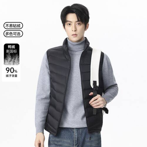 高端品牌男士轻薄羽绒马甲白鸭绒立领拉链保暖内搭无袖背心外套男