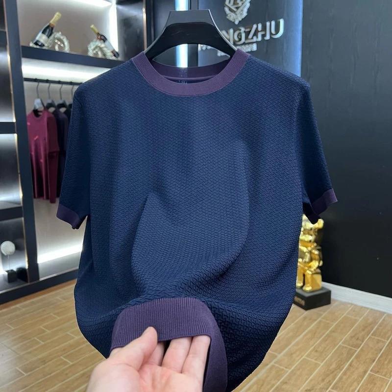 FC服饰轻奢4立体织花~老钱系列~夏季圆领翻领 针织衫 男士短袖T
