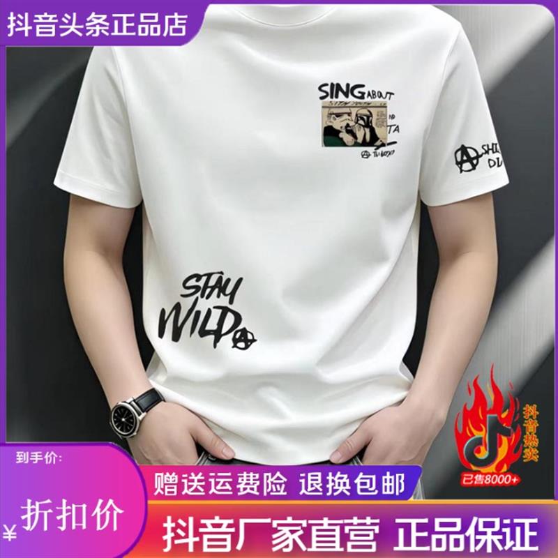 枫善服饰Amphelisia痞帅重磅冰感短袖T恤男款夏季ins潮牌街头时尚