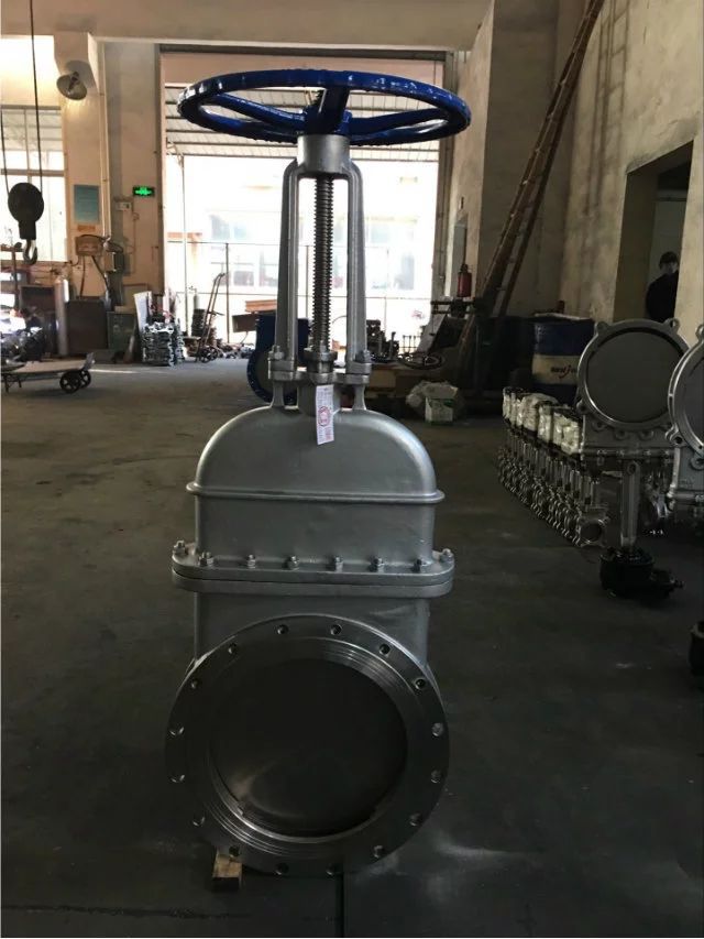 不锈钢手动法兰闸板阀dn200放料排污手动刀型闸阀DN500法兰刀闸阀