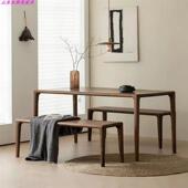 实木餐桌北美黑胡桃木北欧现代简约原实木艺术长方形餐饭桌子椅凳