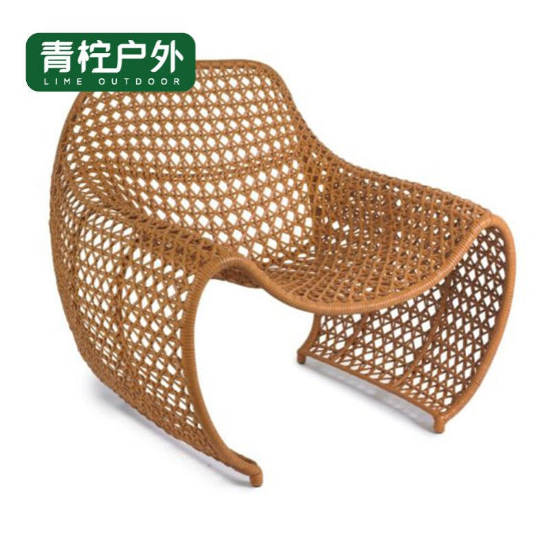 户外藤编椅子沙发单人阳台花园庭院户外家具椅子藤制桌椅PE仿藤