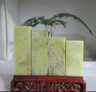 4*4*11.5-8.3精品青田石封门灯光冻彩冻六面平印章素方章一组4方