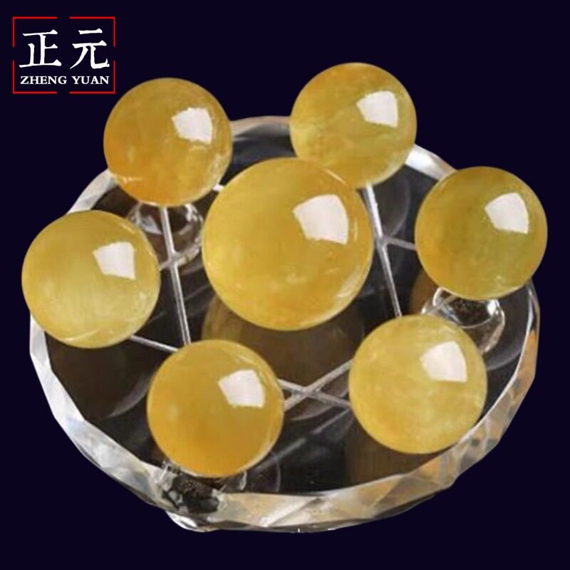 天然黄水晶七星阵粉水晶紫水晶白水晶冰洲石七彩水晶球摆件七星阵