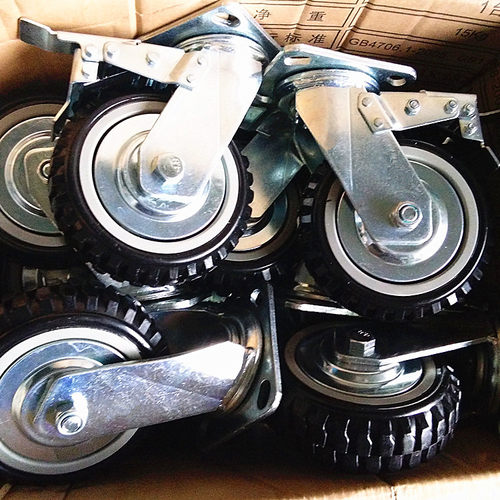 6寸带刹车万向重型脚轮厂家 CWZ023 重型双轴脚轮4寸5寸6寸8寸