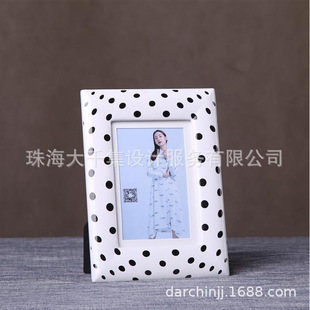 黑白相框家居装饰摆件  波点相架 软装饰品样板间床头柜摆件