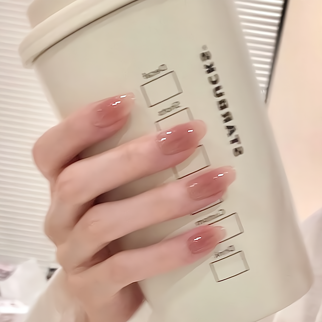 蔷薇腮红yyds~超仙氛围感的神ins冰透渐变裸色嬛嬛同款美甲穿戴甲