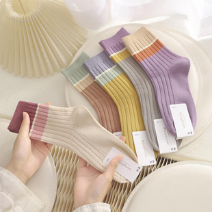 纯棉袜子女款秋冬季新款防臭吸汗无骨加厚中筒袜运动全棉女士长袜