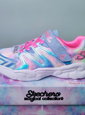 斯凯奇童鞋女童时尚潮流魔术贴运动鞋轻质缓震休闲鞋302210L