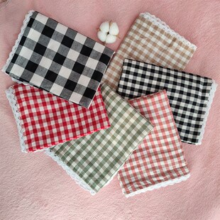 纯棉水洗棉枕头套一对装单双成人枕套40x60儿童枕头皮格子简约风