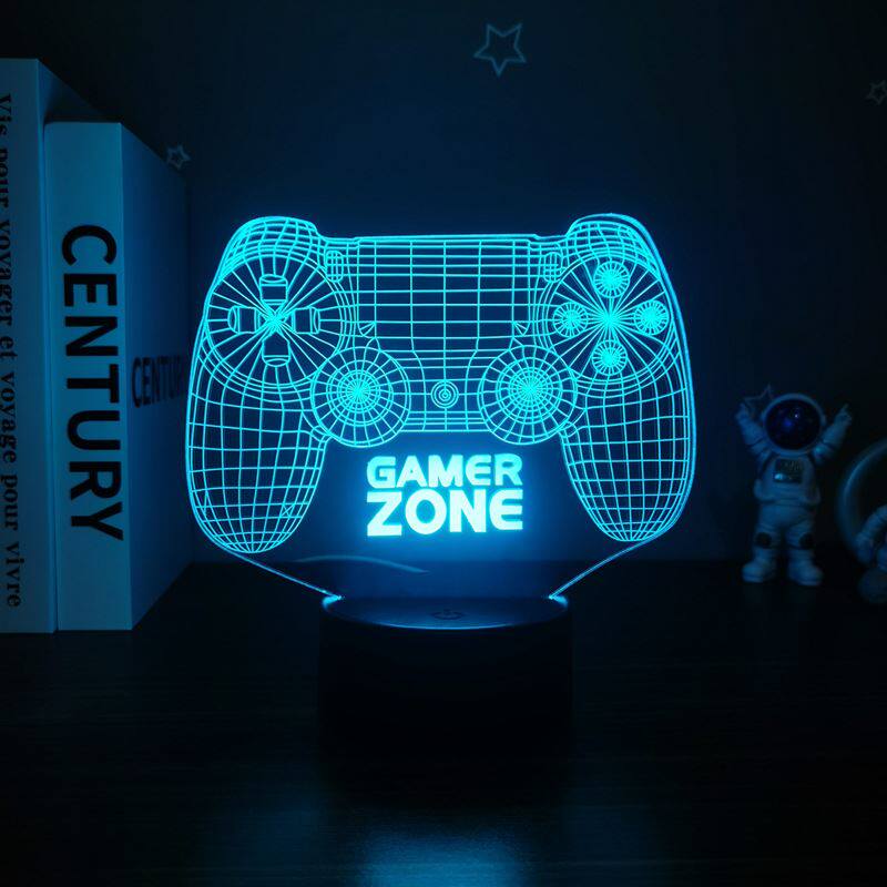 立体灯桌面摆件科技感创意礼品游戏手柄3D台灯USB电脑视觉LED七彩