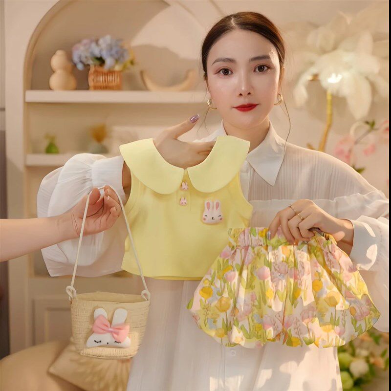 1岁女宝宝夏装套装2025新款婴儿短袖2女童百褶裙裤两件套小童衣服