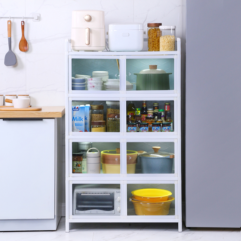 厨房放碗柜铝合金收纳多层带门置物架多功能大容量锅具碗碟储物柜