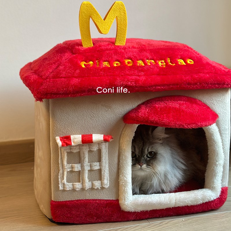 Coni life喵当劳猫窝四季通用猫咪房子猫屋宠物封闭式保暖可拆洗