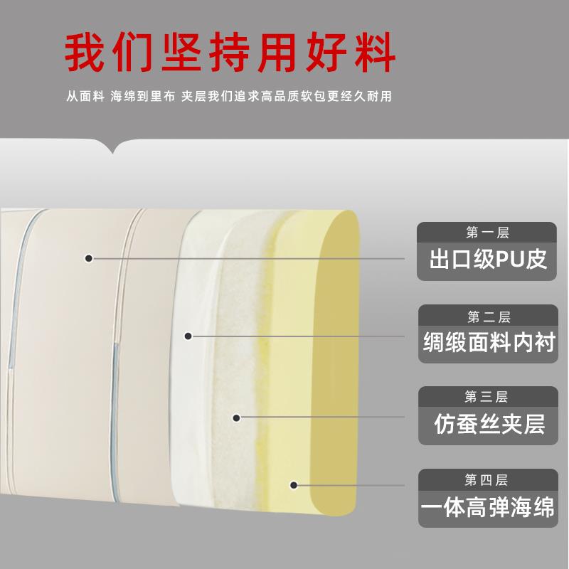 皮质床头软包靠背2025新款靠垫榻榻米卧室床上靠枕免洗罩套自粘