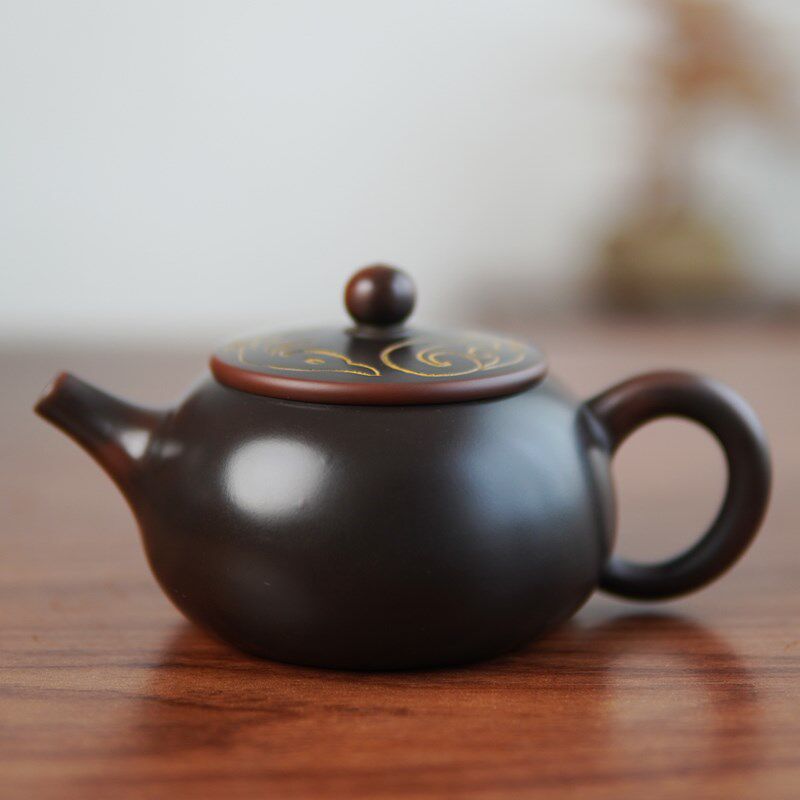 转转壶 广西坭兴陶复古风茶具  约200cc 全手工制作原矿紫泥茶壶