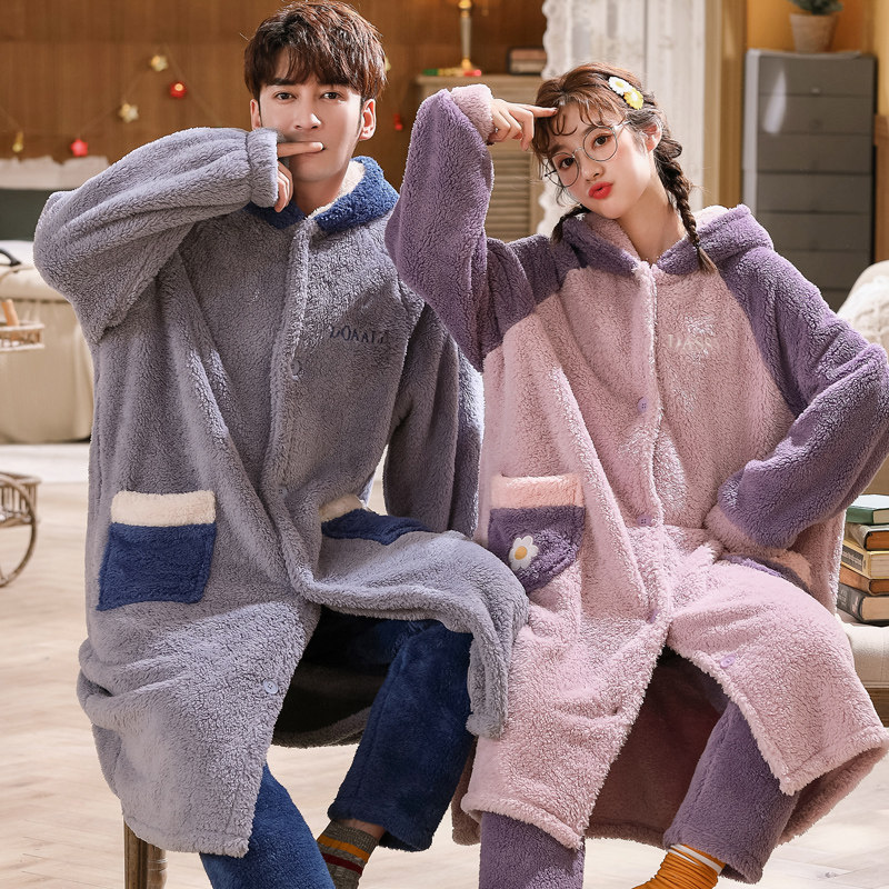 秋冬季珊瑚绒情侣睡衣女睡裙可爱长款睡袍男士法兰绒浴袍加绒加厚,女士内衣/男士内衣/家居服,睡袍/浴袍,淘宝优惠券,粉丝福利购,淘宝优惠卷