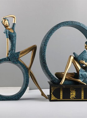 创意家居饰品文艺看书女孩瑜珈小摆件客厅电视柜酒柜装饰品办公室