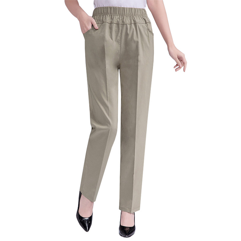 夏季中老年人女裤薄款松紧高腰宽松直筒纯棉妈妈长裤春秋休闲裤子