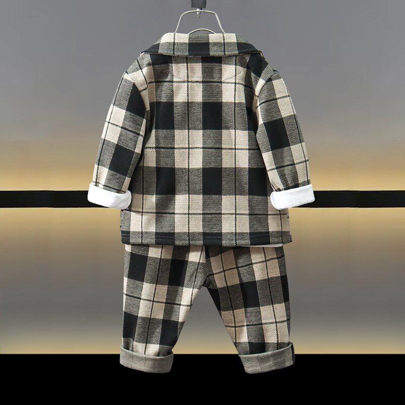 儿童西服男小西装套装宝宝英伦风花童礼服三件套婴儿春秋周岁衣服