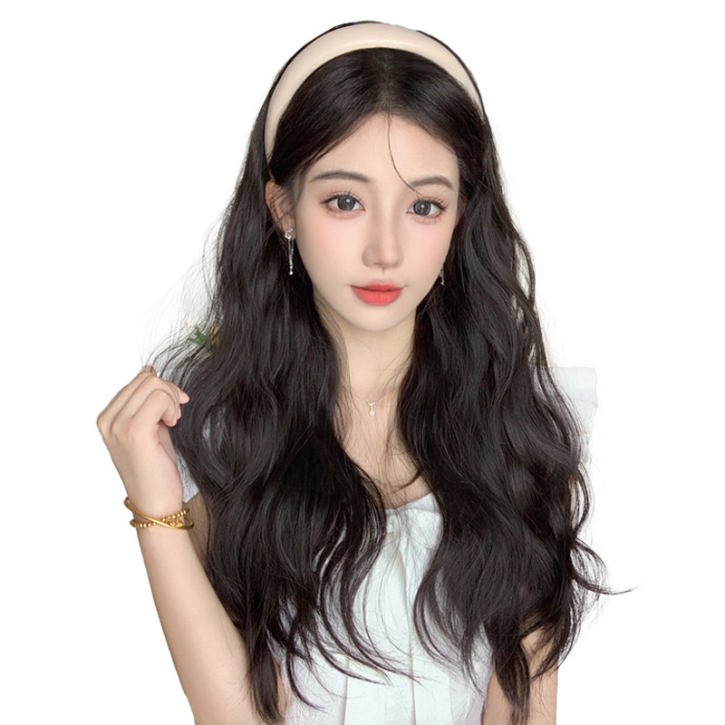 发箍假发一体可拆卸半头套式蓬松增发量高颅顶秋冬发箍卷发女长发