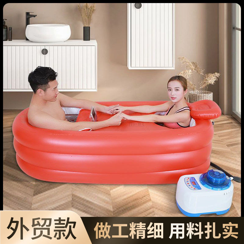 泡澡桶大人摺叠自动充气浴缸双人情侣洗澡桶家用浴桶成人汗蒸浴盆