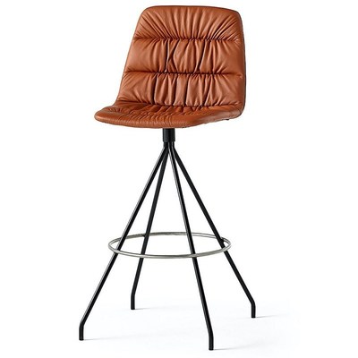 简艺金属可旋转家用靠背水吧椅皮艺高脚凳公共酒吧椅Maarten Stoo