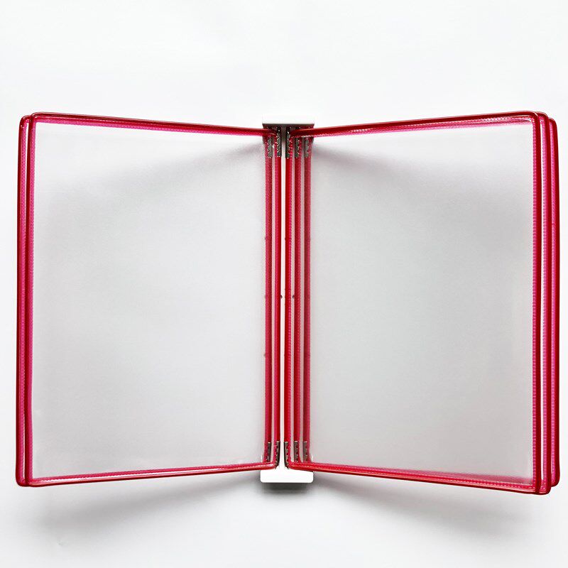 吉武A3挂墙翻页壁挂展示文件夹资料架5页悬挂式活页透明转轴文件