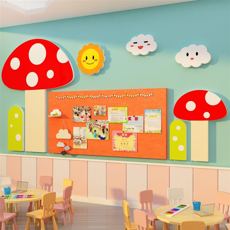 毛毡贴照片展示板幼儿园文化托管班环创中心主题墙面成品装饰形象