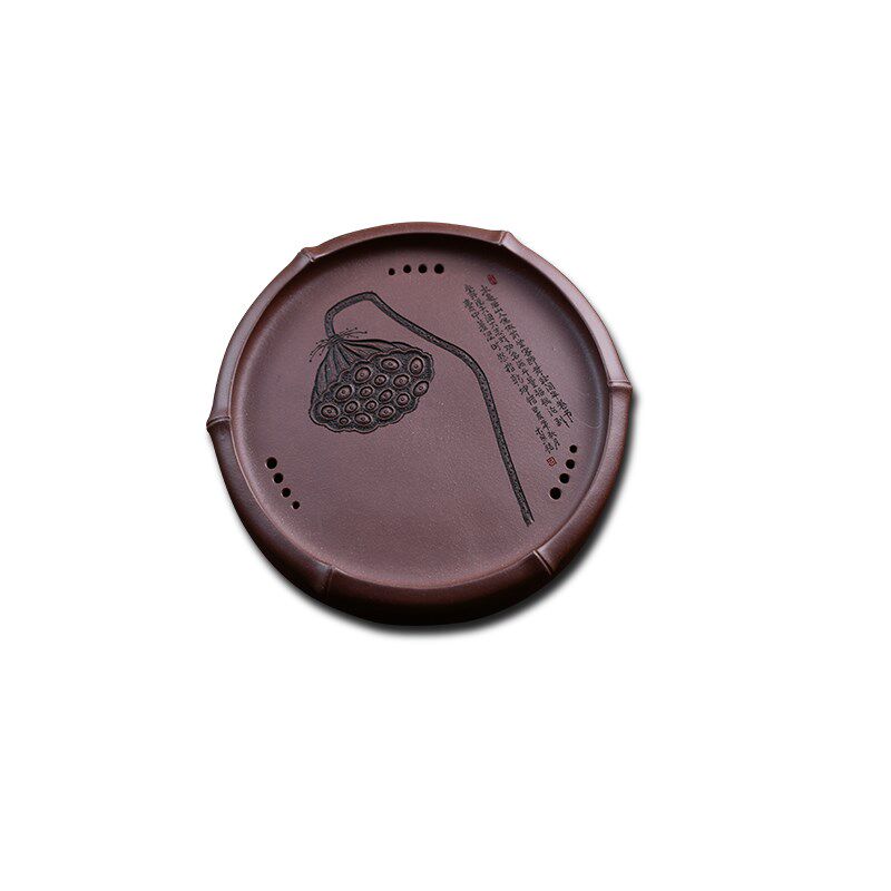 宜兴原矿紫砂纯手工干泡台茶盘双层储水式泡茶圆形茶桌台家用小型
