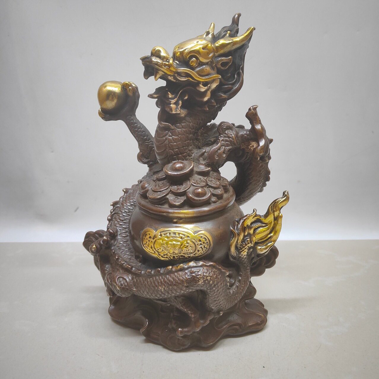 古玩批发仿古铜器十二生肖龙摆件客厅办公室工艺品
