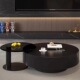 意式 极简不锈钢黑色岩板圆形茶几客厅家用轻奢现代小户型设计师款